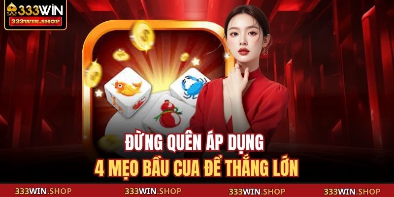 Bầu Cua 333WIN – Trò Chơi Dân Gian Đổi Thưởng Cực Hấp Dẫn 4 Đừng quên áp dụng 4 mẹo bầu cua để thắng lớn